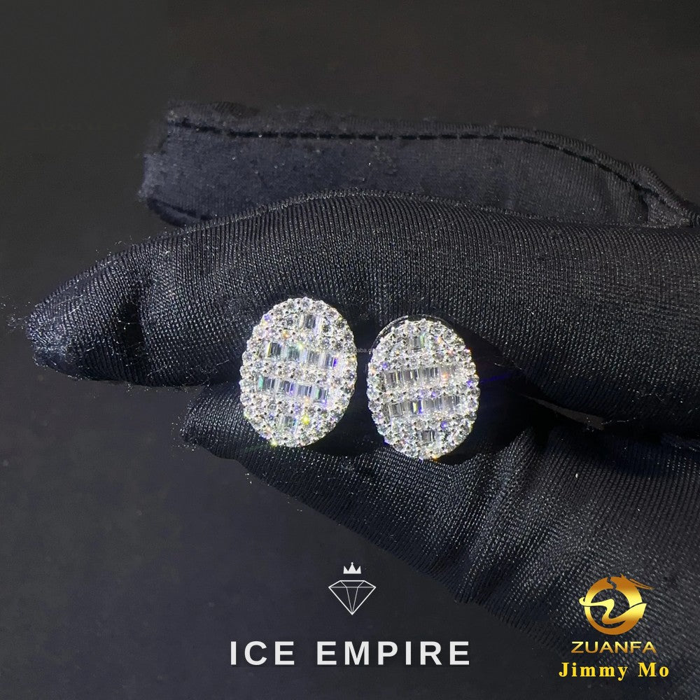 Iced Out 925 Silver Moissanite Stud Earrings