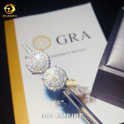 Iced Out 925 Silver Moissanite Stud Earrings