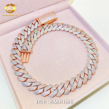 Iced Out Rose Gold Plated Moissanite Cuban Chain