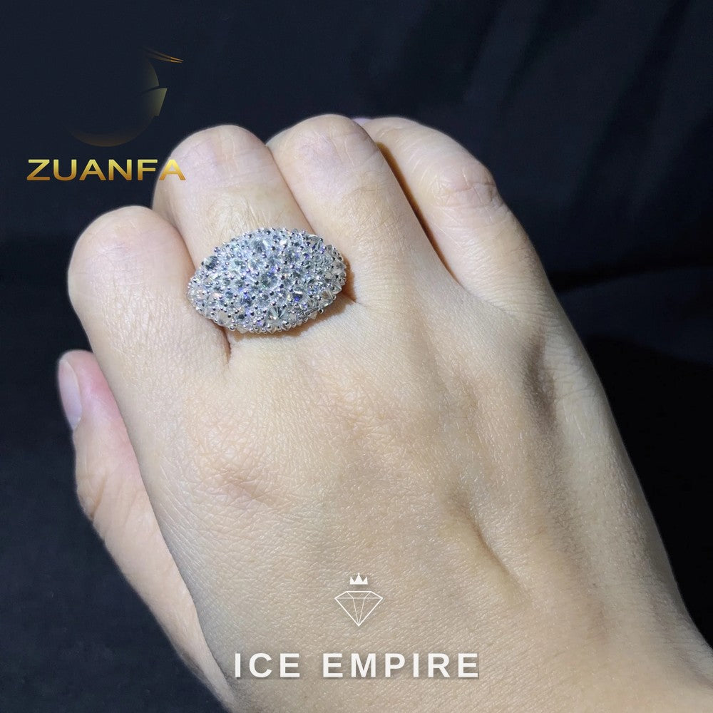 Iced Out 925 Silver Moissanite Ring