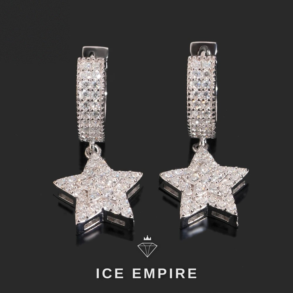 Iced Out 925 Silver Moissanite Hoop Earrings