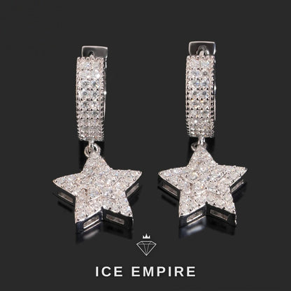 Iced Out 925 Silver Moissanite Hoop Earrings