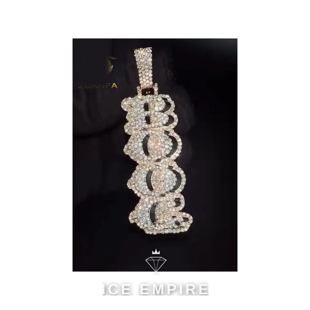 Iced Out Baguette Rose Gold Plated Moissanite Pendant