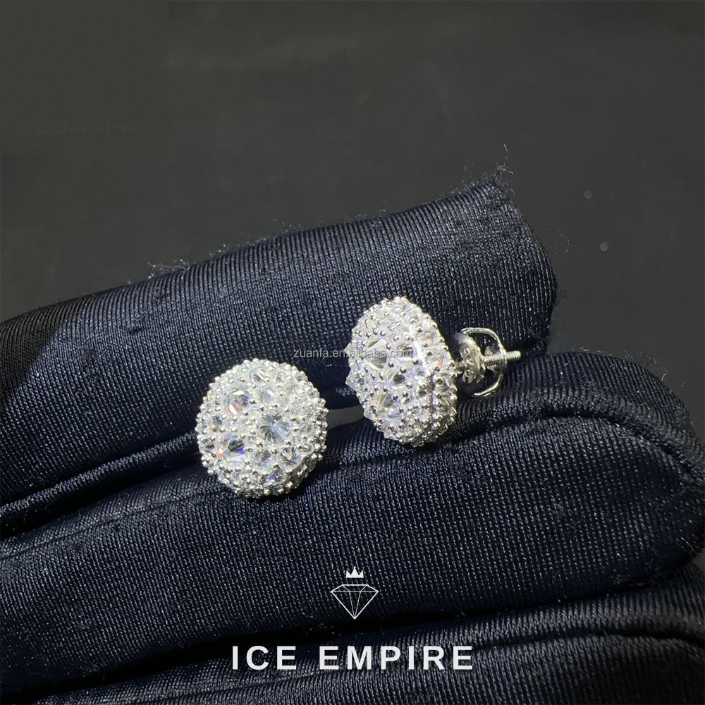Iced Out 925 Silver Moissanite Stud Earrings