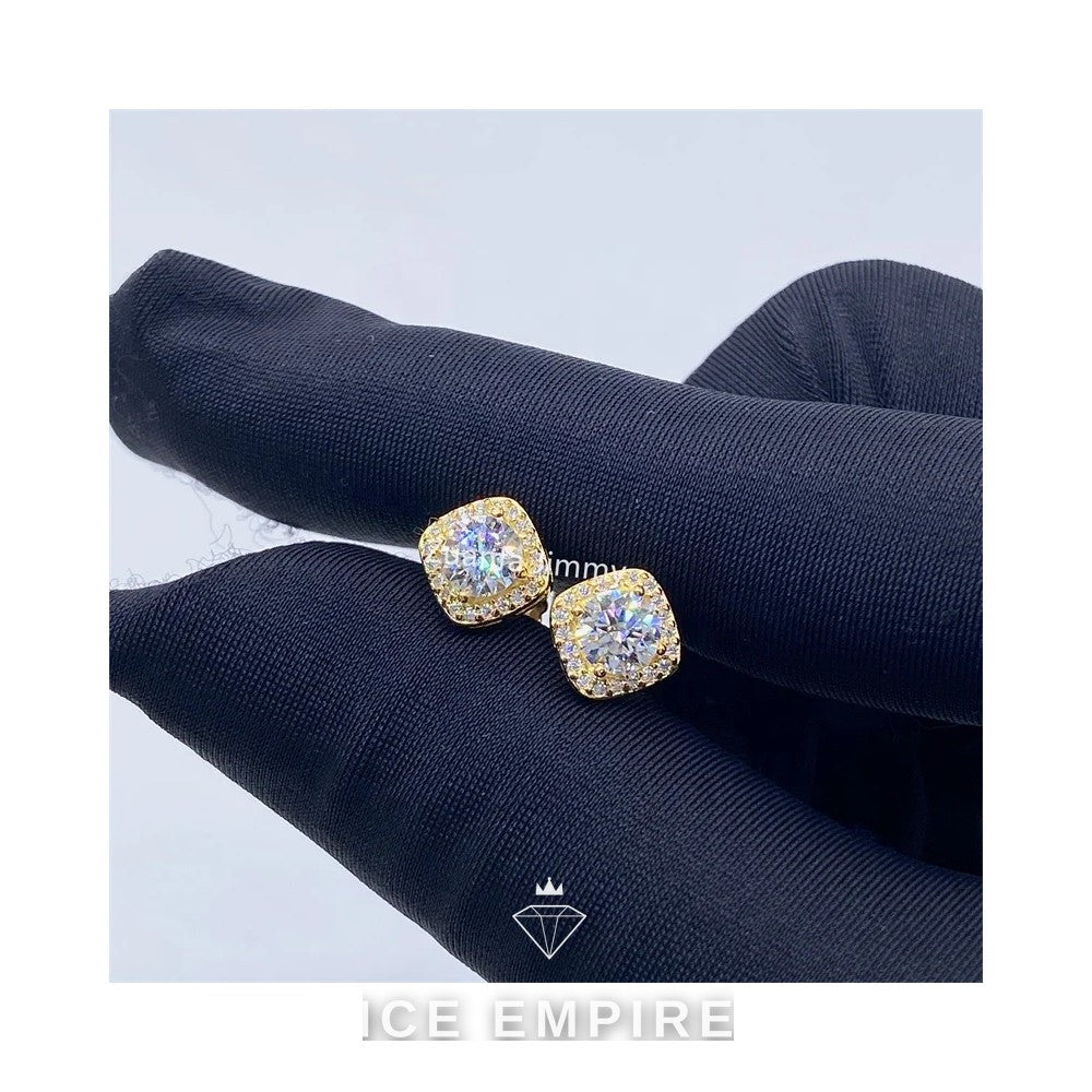 Iced Out 925 Silver Moissanite Stud Earrings