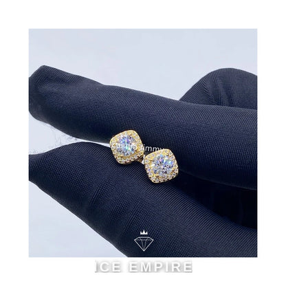 Iced Out 925 Silver Moissanite Stud Earrings