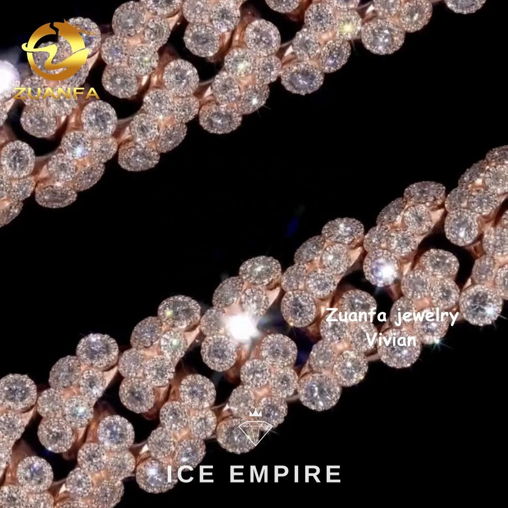 Iced Out Rose Gold Plated Moissanite Cuban Chain