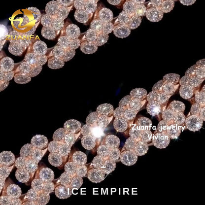 Iced Out Rose Gold Plated Moissanite Cuban Chain