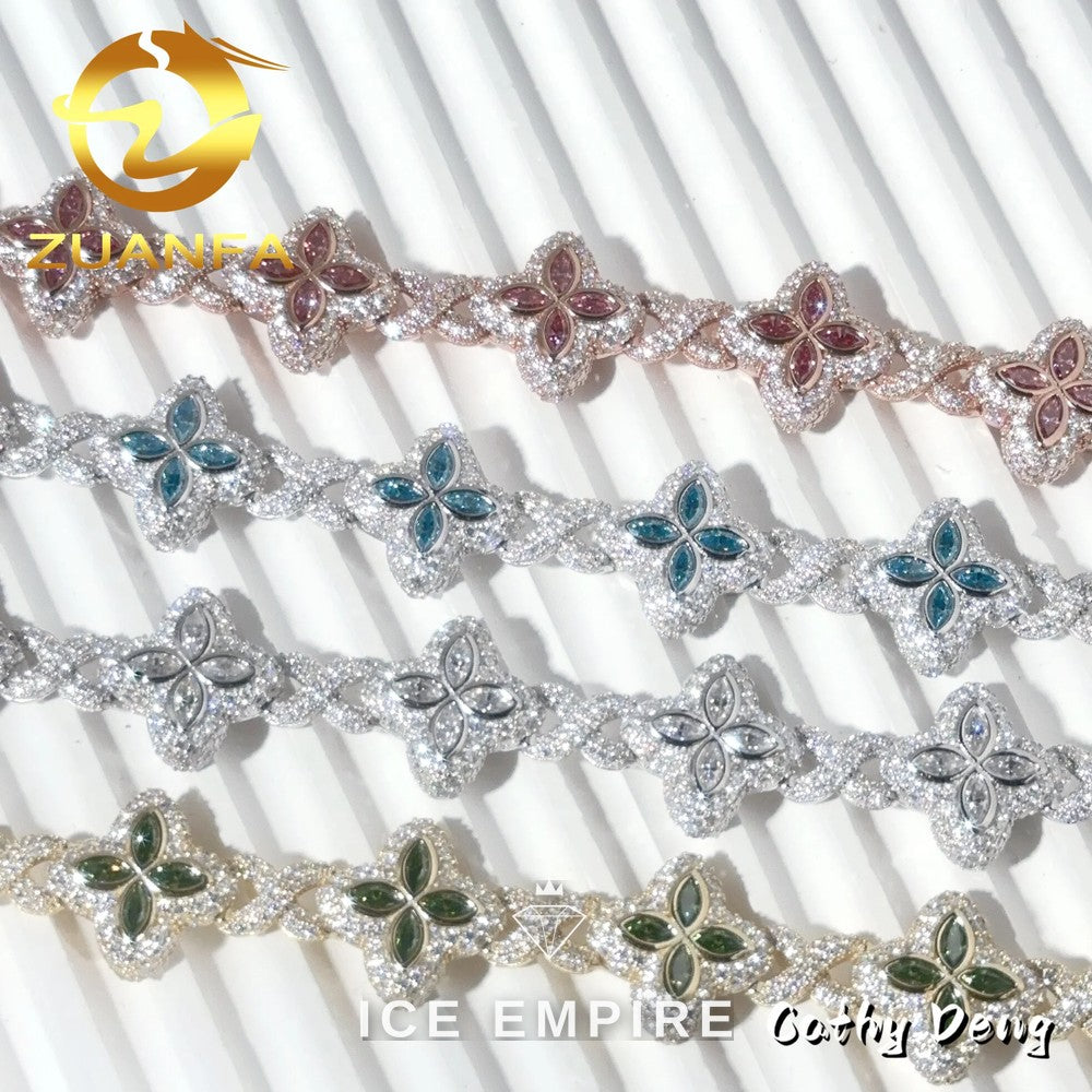 Iced Out 925 Silver Moissanite Cuban Chain