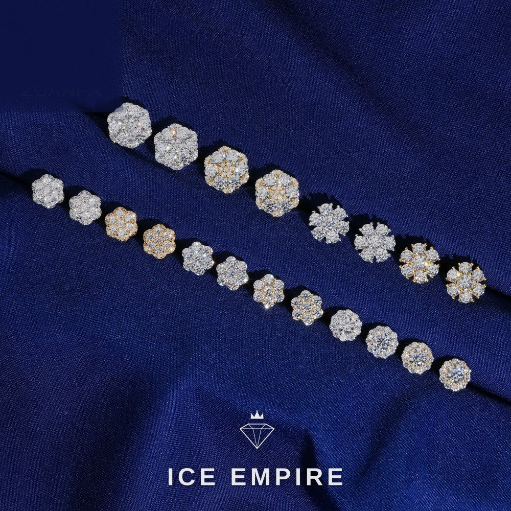 Iced Out Cluster Rose Gold Plated Moissanite Earrings