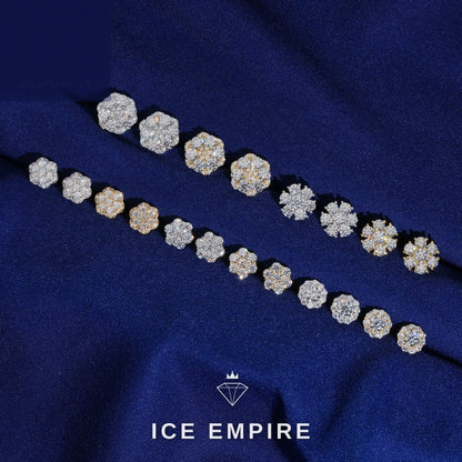 Iced Out Cluster Rose Gold Plated Moissanite Earrings