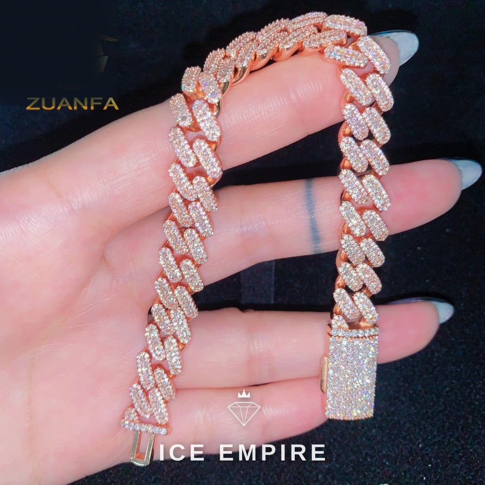 Iced Out Rose Gold Plated Moissanite Cuban Chain