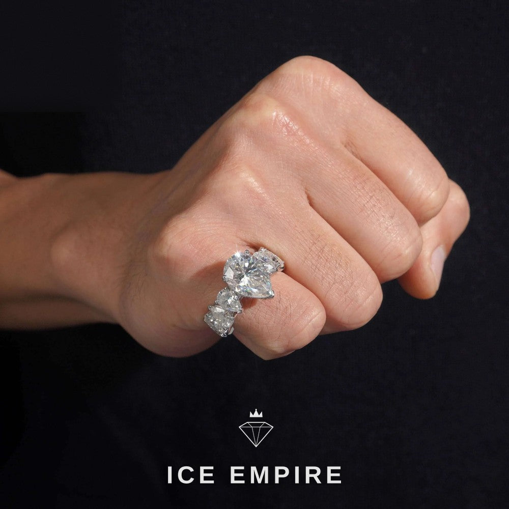 Iced Out 10K Gold Moissanite Ring