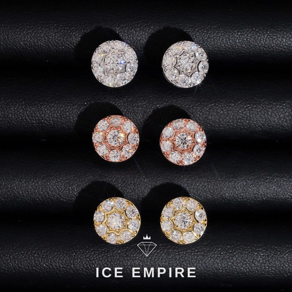 Iced Out Cross Gold Plated Moissanite Hoop Earrings