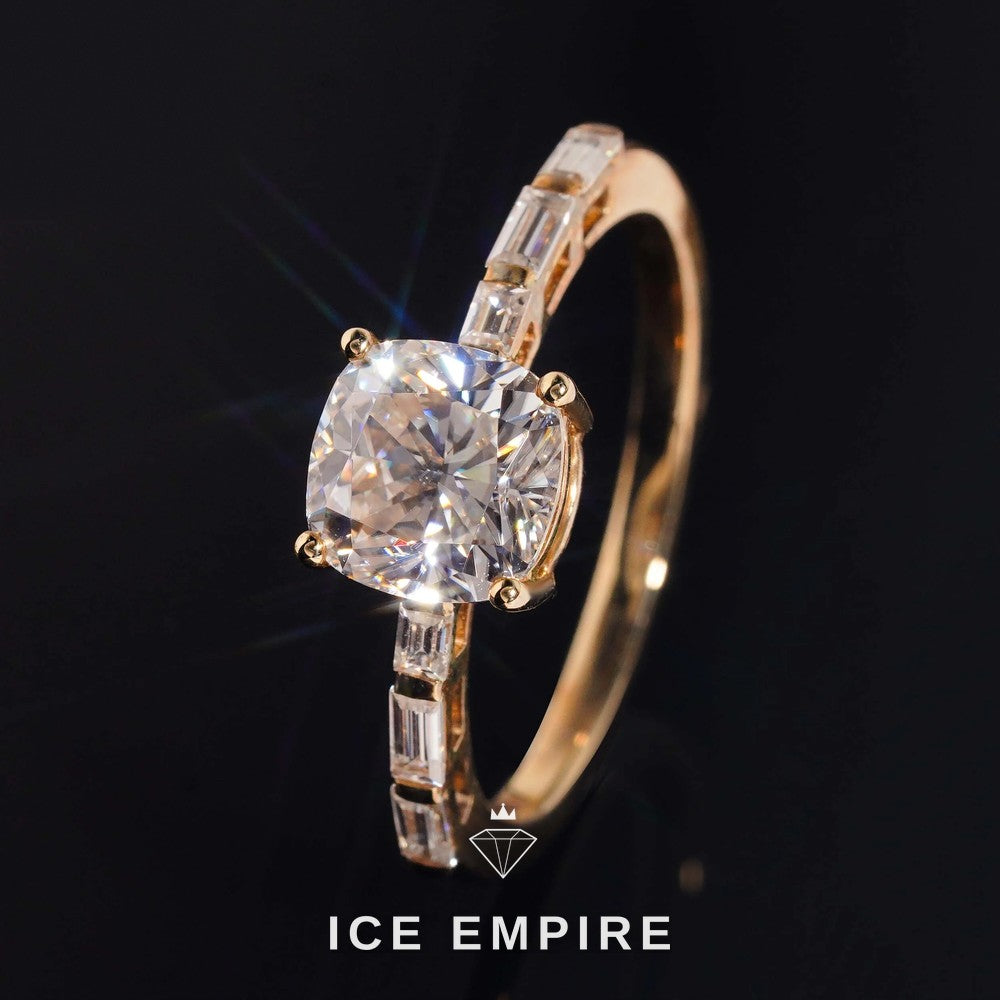 Iced Out 10K Gold Moissanite Wedding Band