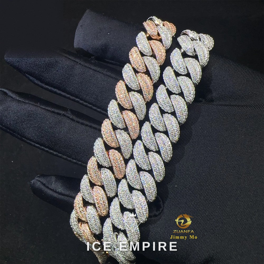 Iced Out 925 Silver Moissanite Cuban Chain