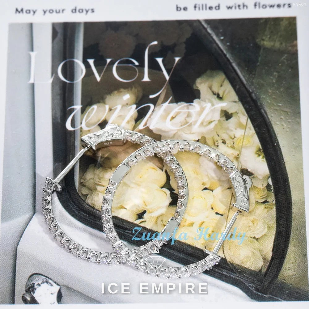 Iced Out Rose Gold Plated Moissanite Hoop Earrings