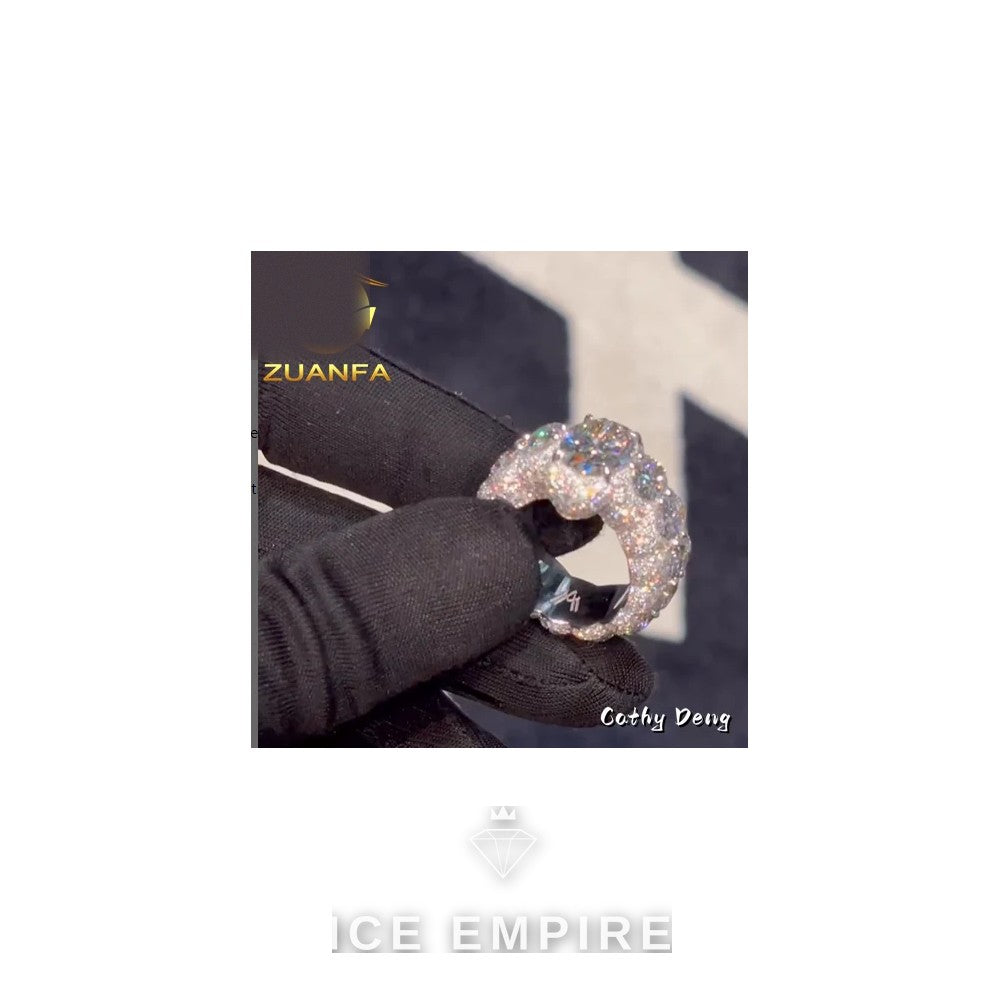 Iced Out 925 Silver Moissanite Ring