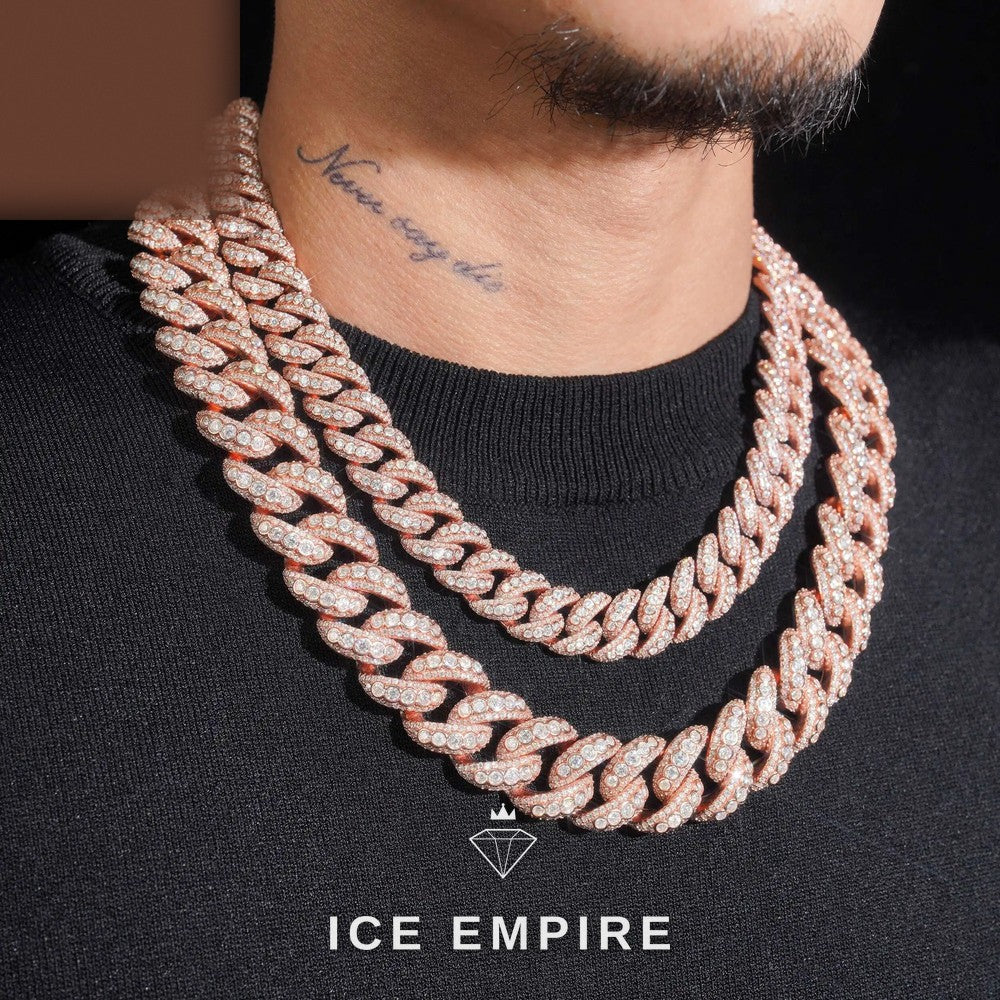 Iced Out Rose Gold Plated Moissanite Cuban Chain