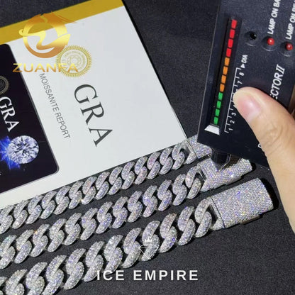 Iced Out 925 Silver Moissanite Cuban Chain