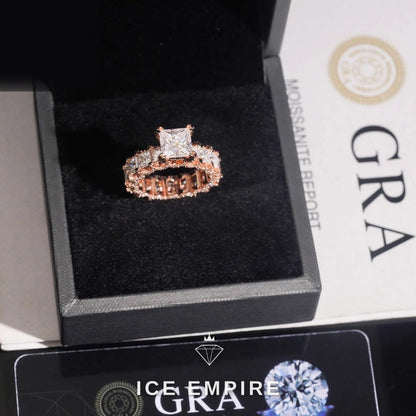 Iced Out Rose Gold Plated Moissanite Engagement Ring