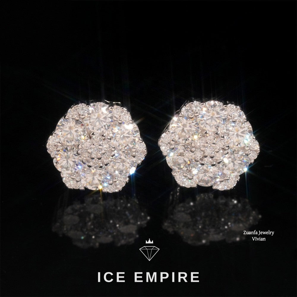 Iced Out 925 Silver Moissanite Stud Earrings