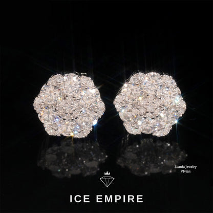Iced Out 925 Silver Moissanite Stud Earrings