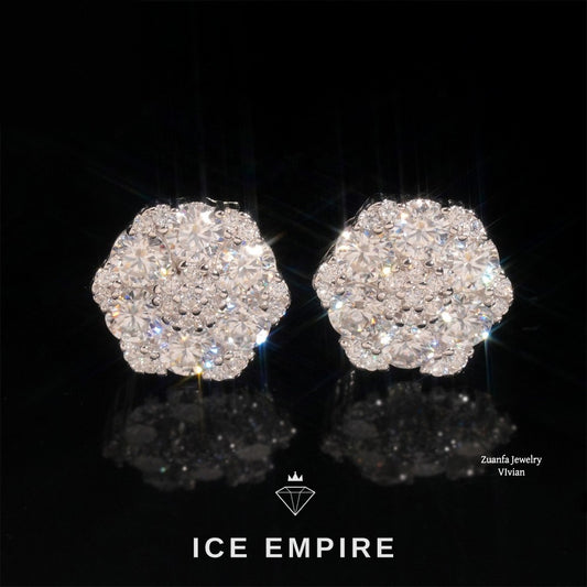 Iced Out 925 Silver Moissanite Stud Earrings