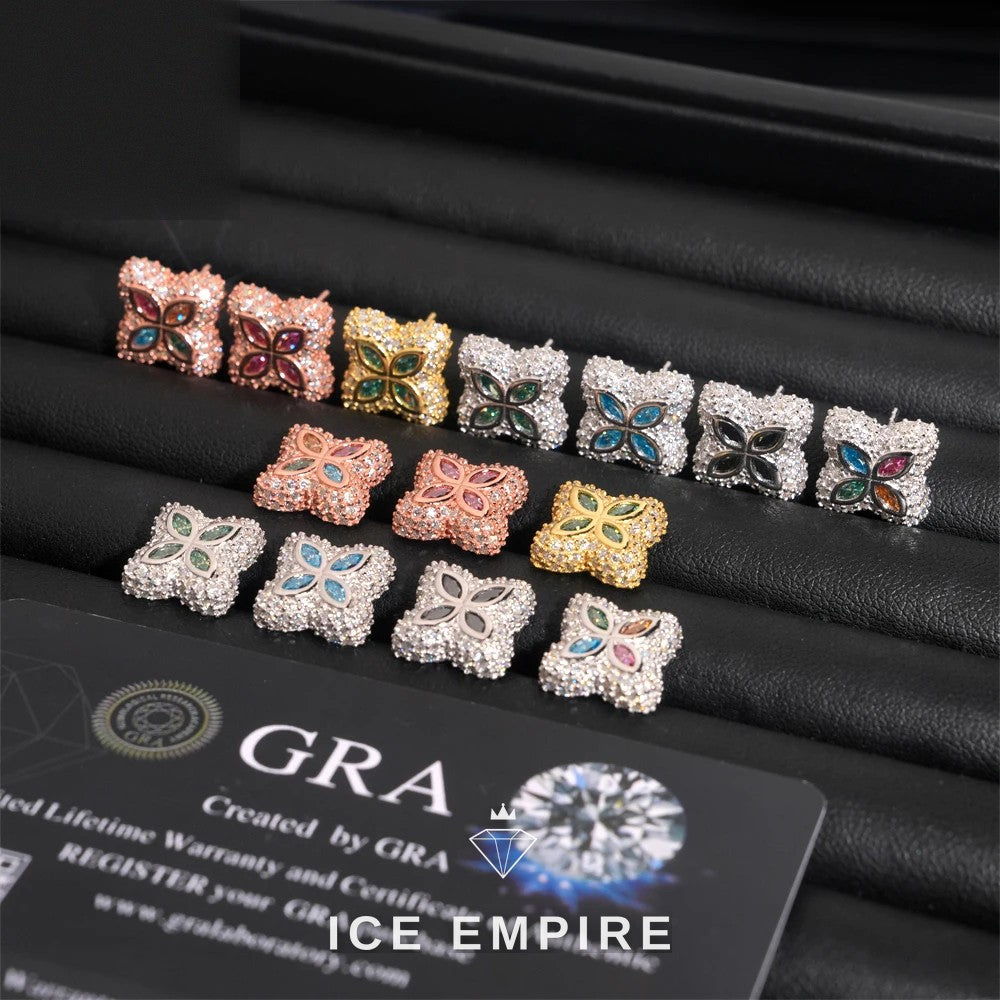 Iced Out 925 Silver Moissanite Stud Earrings