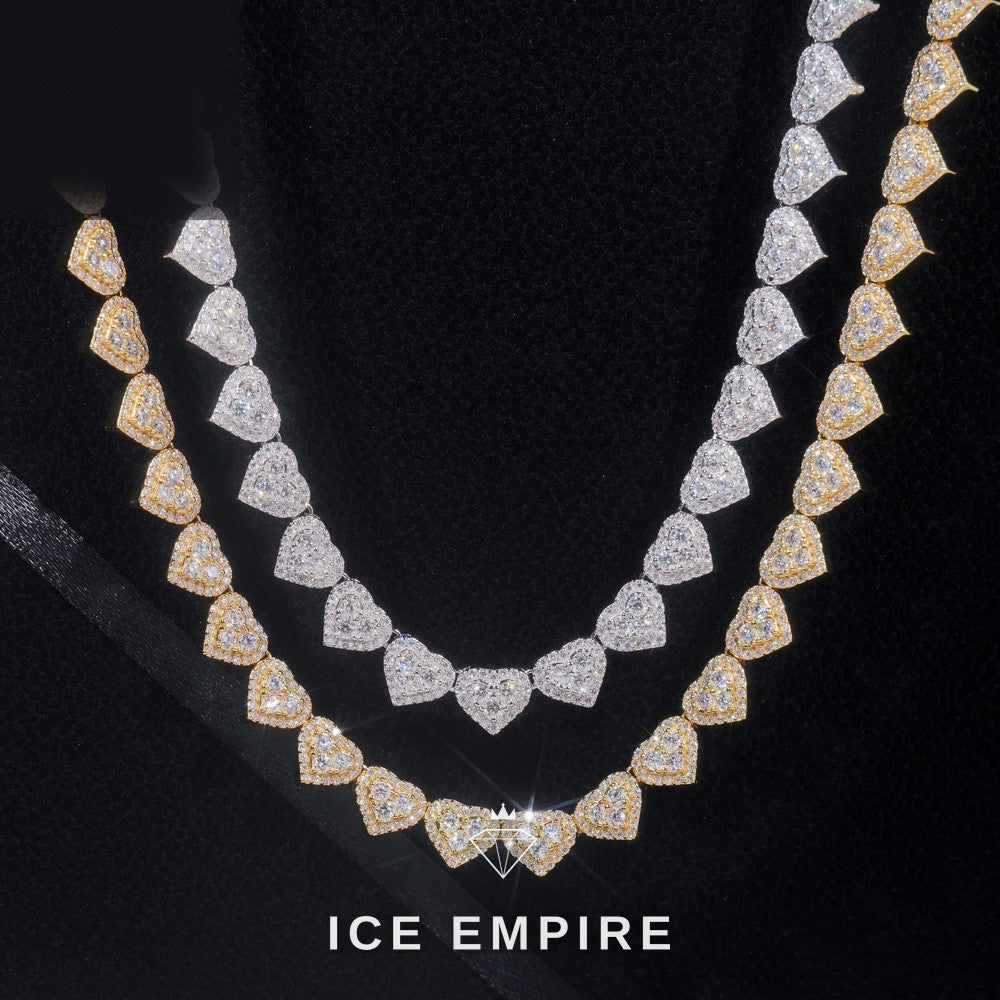 Iced Out Heart Rose Gold Plated Moissanite Cuban Chain