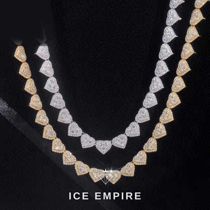 Iced Out Heart Rose Gold Plated Moissanite Cuban Chain