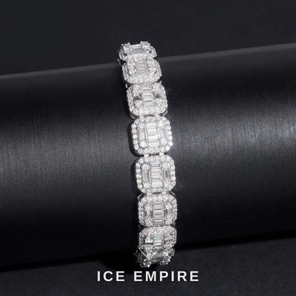 Iced Out Baguette Rose Gold Plated Moissanite Cuban Chain