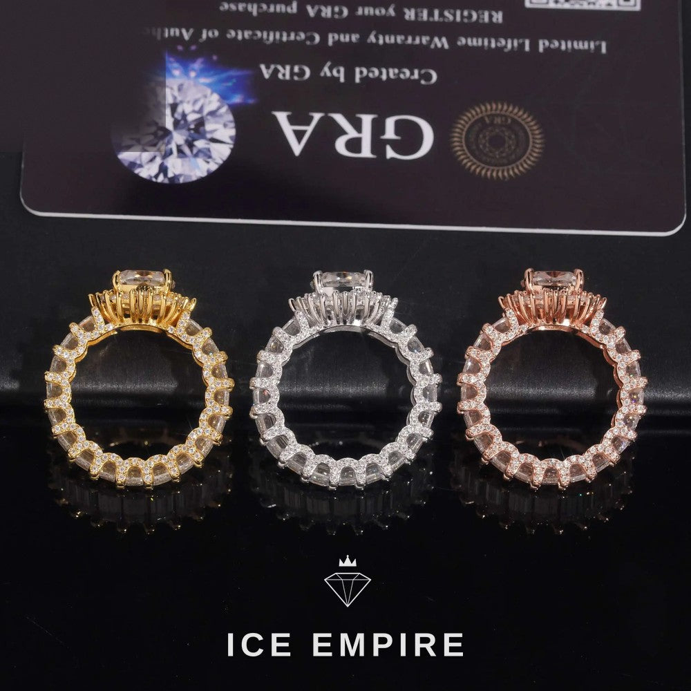 Iced Out Rose Gold Plated Moissanite Engagement Ring