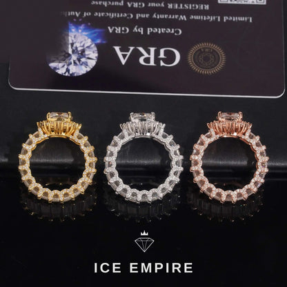 Iced Out Rose Gold Plated Moissanite Engagement Ring