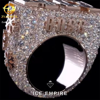 Iced Out 925 Silver Moissanite Ring
