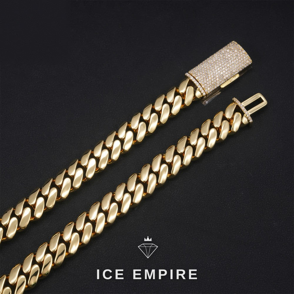 Iced Out Rose Gold Plated Moissanite Cuban Chain