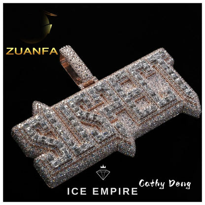 Iced Out Baguette Rose Gold Plated Moissanite Cuban Chain