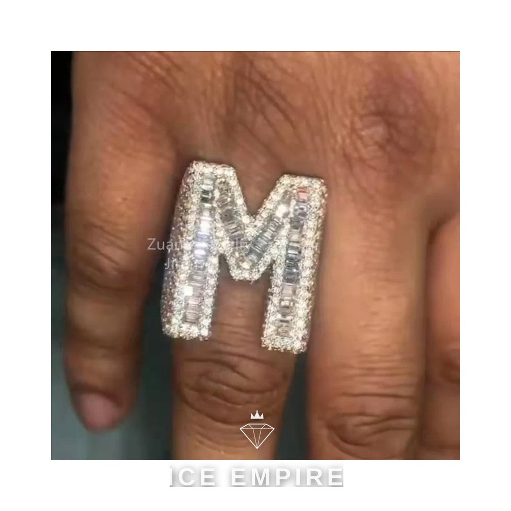 Iced Out Baguette 925 Silver Moissanite Ring