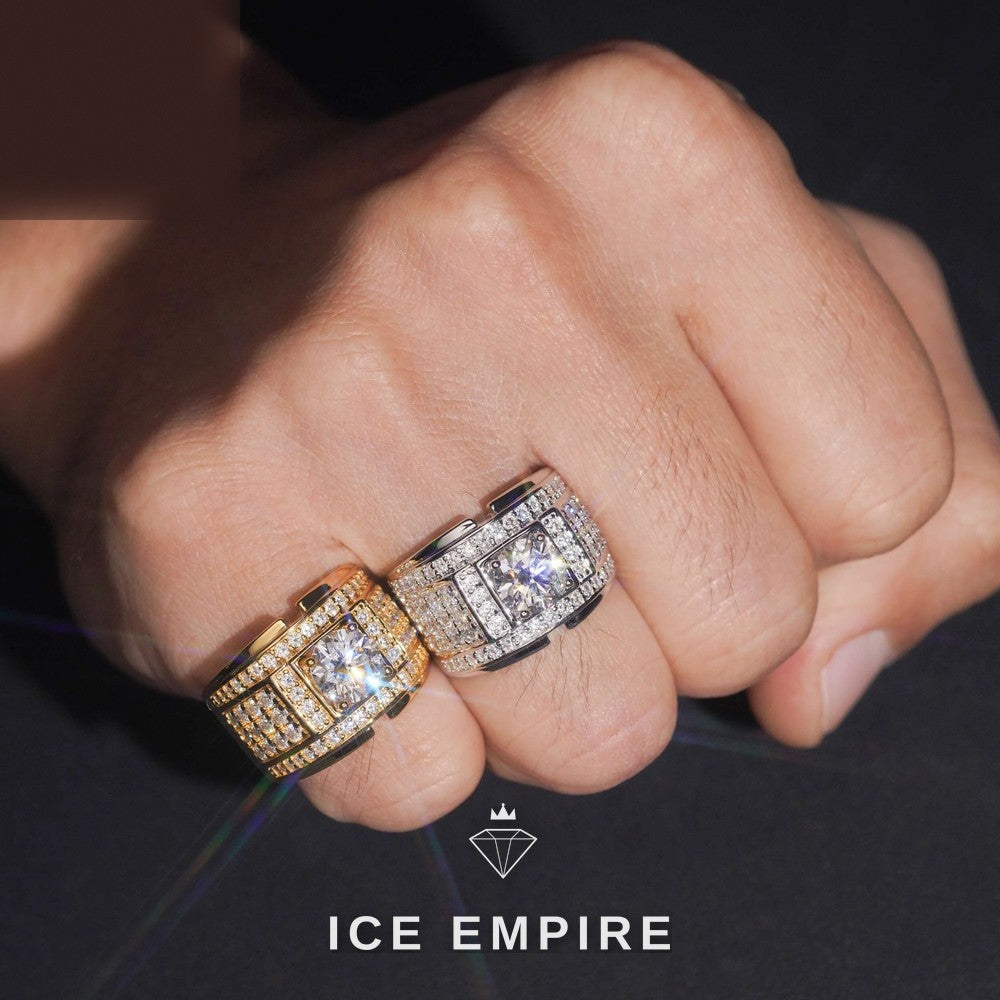 Iced Out Gold Plated Moissanite Ring
