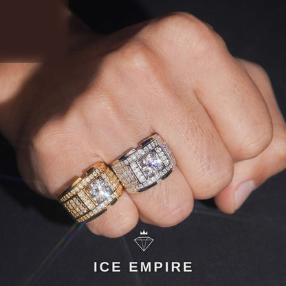 Iced Out Gold Plated Moissanite Ring