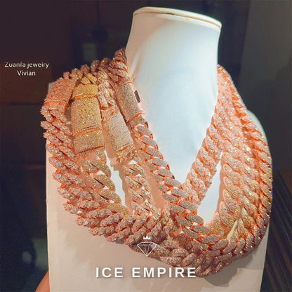 Iced Out Rose Gold Plated Moissanite Cuban Chain