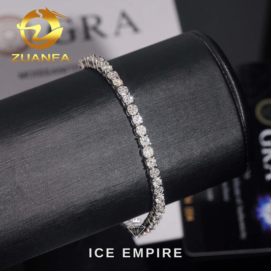 Iced Out 925 Silver Moissanite Tennis Bracelet