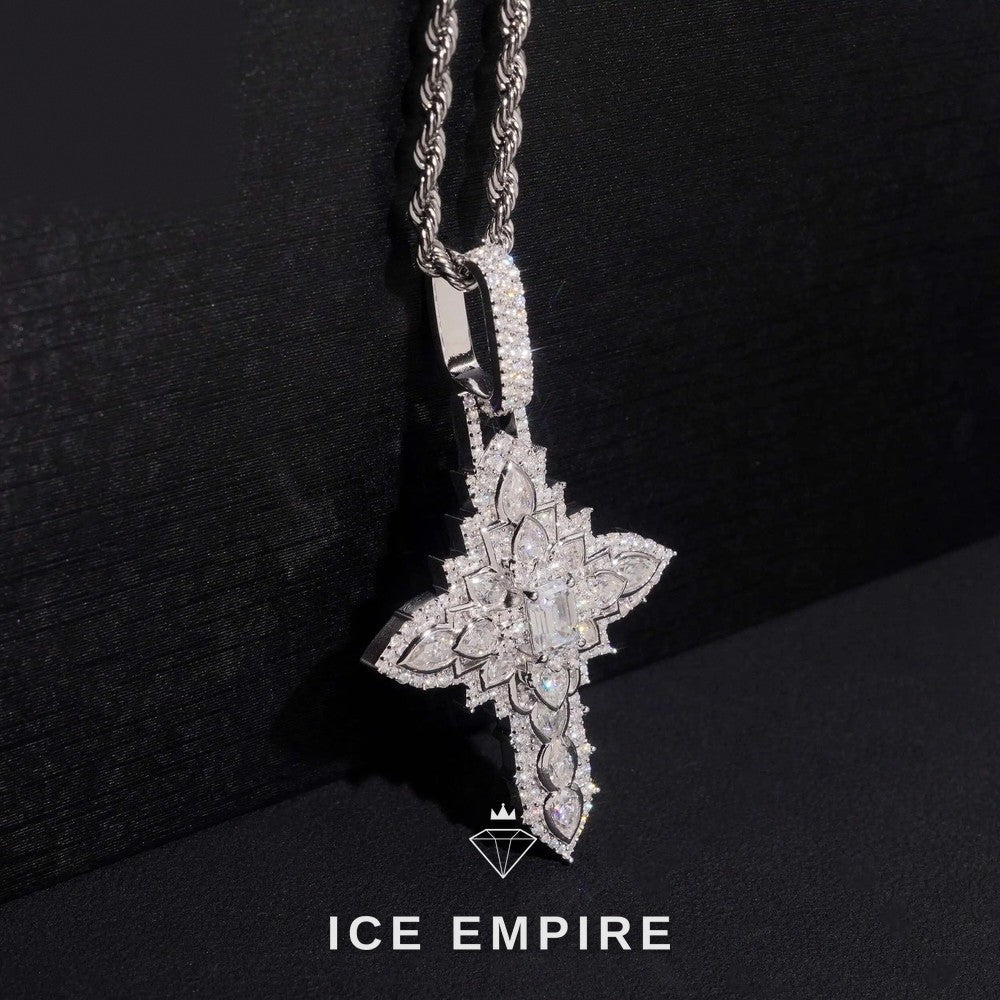 Iced Out Cross Gold Plated Moissanite Pendant