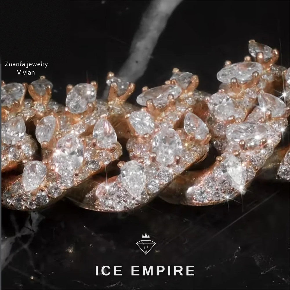 Iced Out Rose Gold Plated Moissanite Cuban Chain