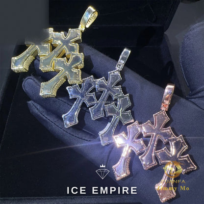 Iced Out Cross 925 Silver Pendant