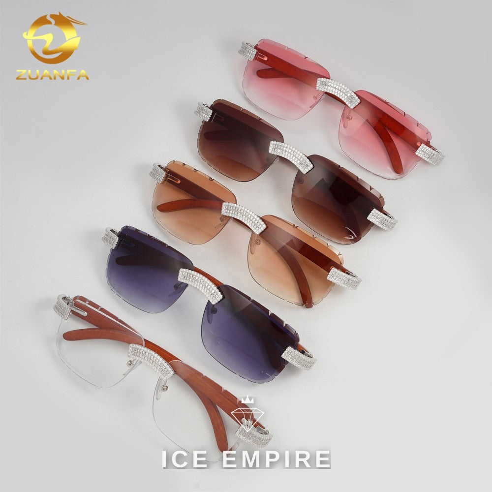 Iced Out Baguette 925 Silver Moissanite Glasses