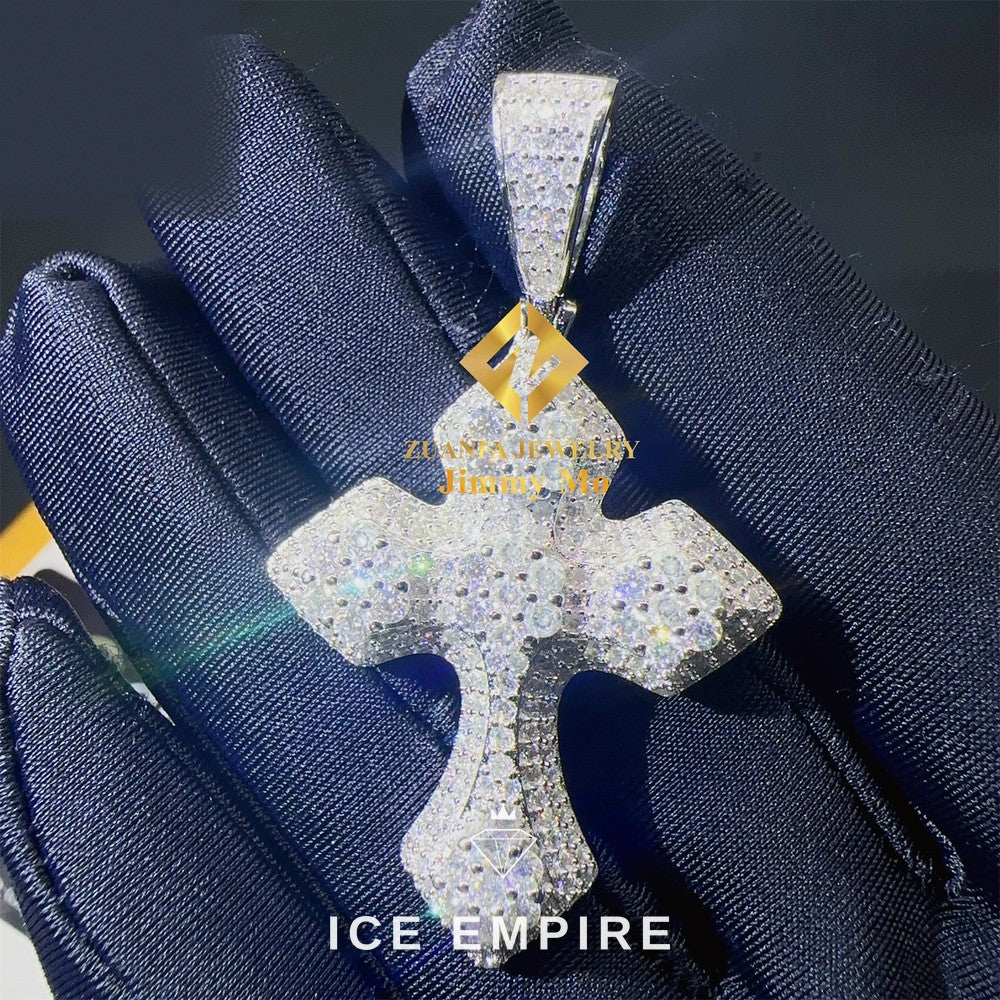 Iced Out Cross Gold Plated Moissanite Pendant