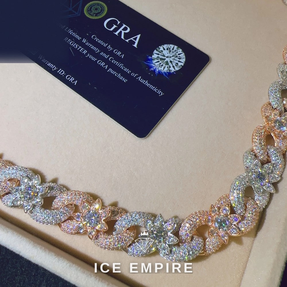 Iced Out Rose Gold Plated Moissanite Cuban Chain