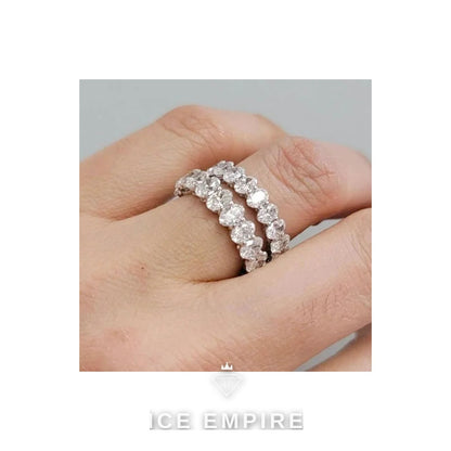 Iced Out 925 Silver Moissanite Wedding Band