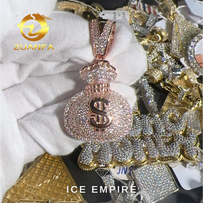 Iced Out Rose Gold Plated Moissanite Pendant